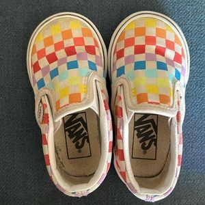 Rainbow checkered vans toddler size 5